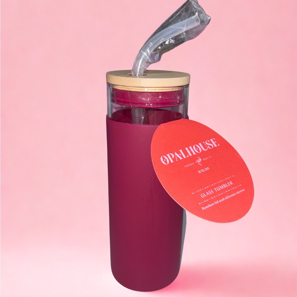 NWT Opalhouse | Glass Tumbler w/ Bamboo Lid